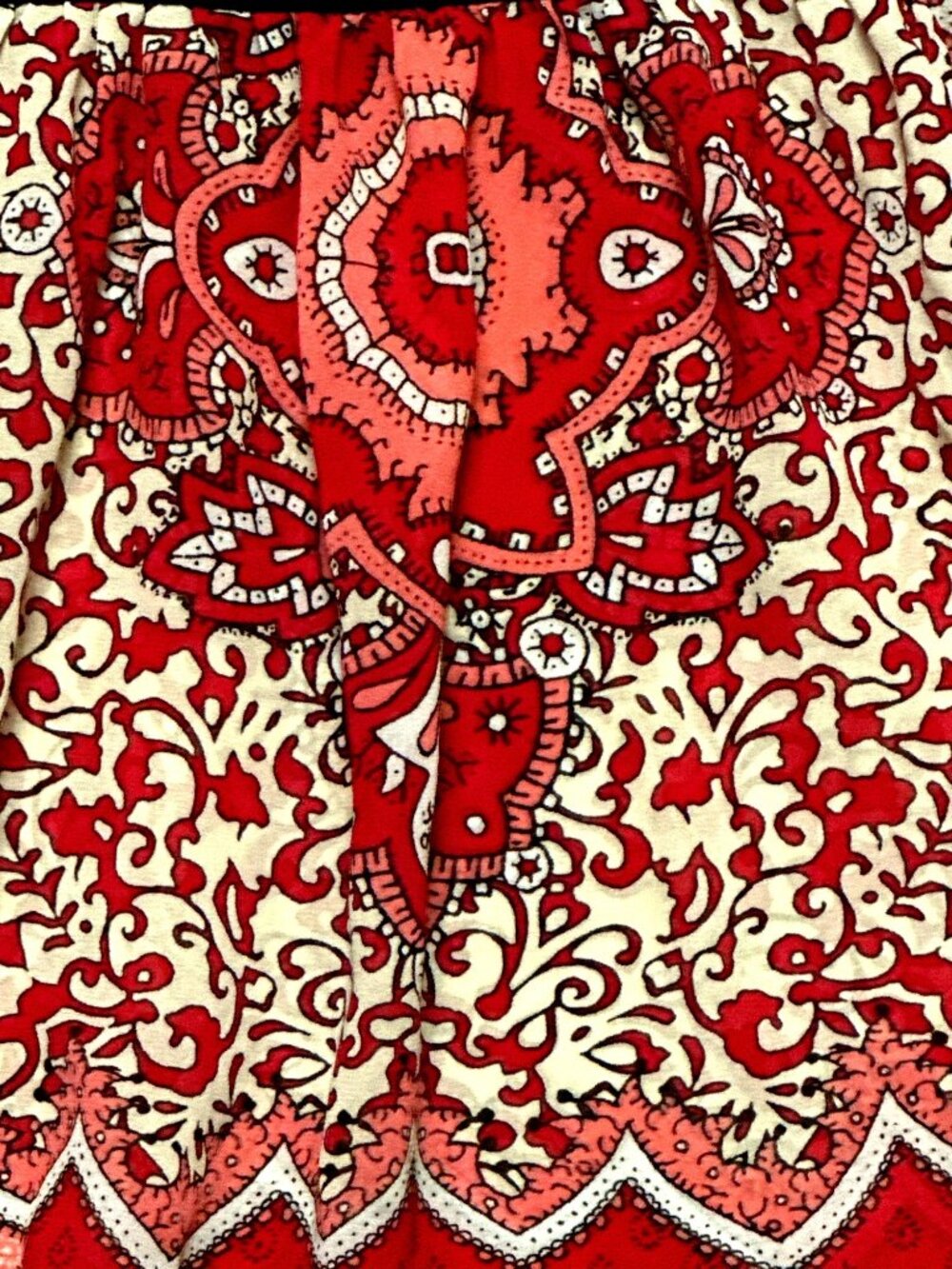 Forever 21 Size S Red Black Paisley Empire Waist Tunic Top Boho Festival Romance - Picture 13 of 13
